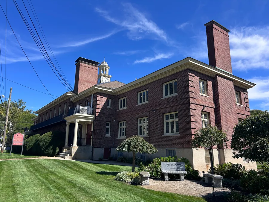 Historic brick building in Hopedale, MA.