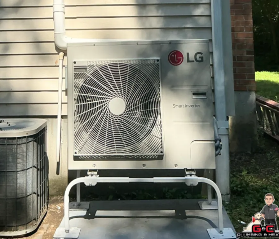 Heat pump outside of residential home