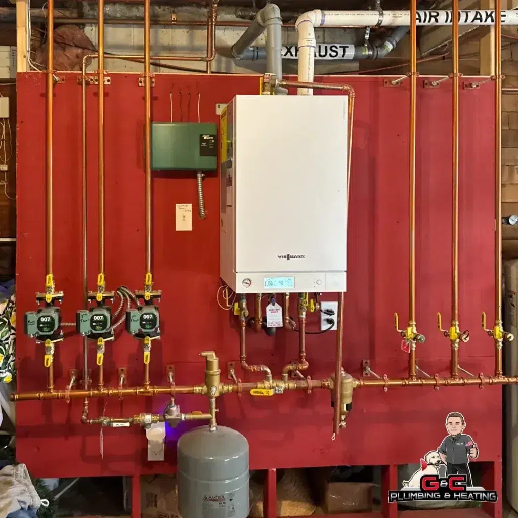 Boiler installation in Franklin, MA.