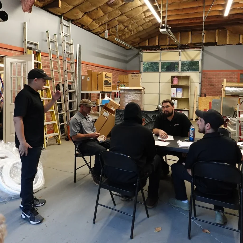 Brandon in team training before shift