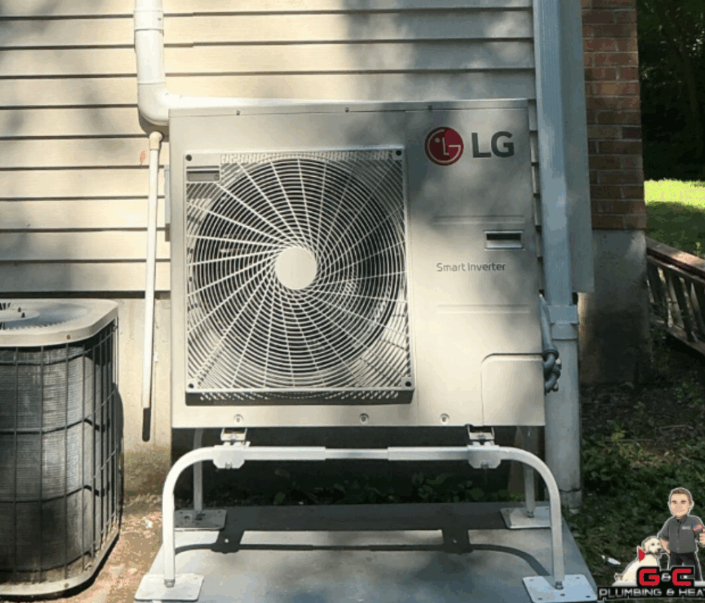 Heat pump outside of residential home